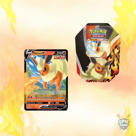 Lata Pokémon TCG - Evolução Eevee - Flareon V - Copag