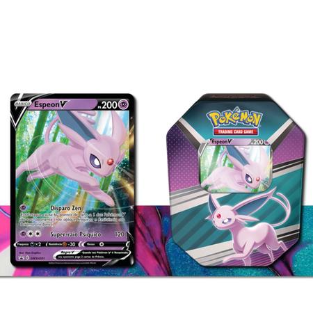 Lata Evoluções de Eevee Herois Espeon V Pokemon TCG Original Copag