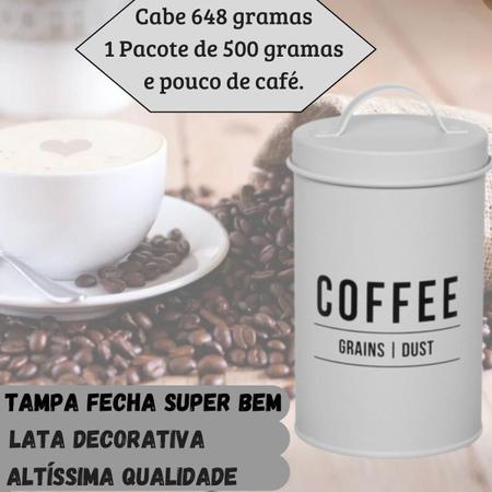 Imagem de Lata Porta Condimentos Hermetico Industrial Café Grão Pó Mantimentos Fecha Bem Pote Com Tampa 1,2 L