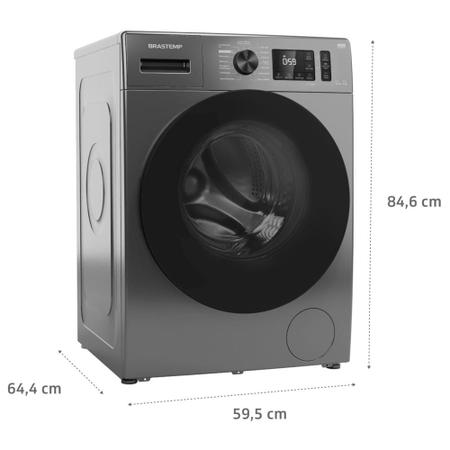 Imagem de Lava e Seca Brastemp 10kg/6kg titanium com Smart Sensor, Lavar com Vapor e Função Secagem - BNO10AS