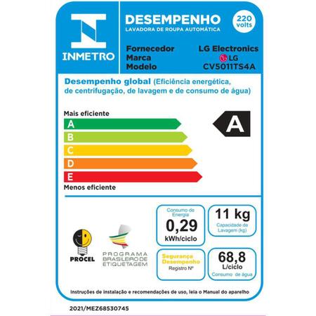 Imagem de Lava e Seca LG CV5011TS4, 11 Kg, Aço Escovado