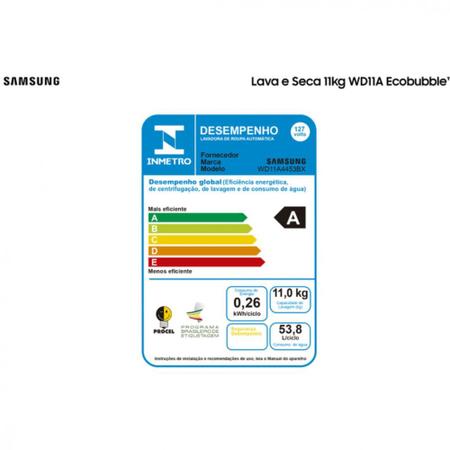 Imagem de Lava e Seca Samsung 11kg Eco Bubble WD11A4453BX