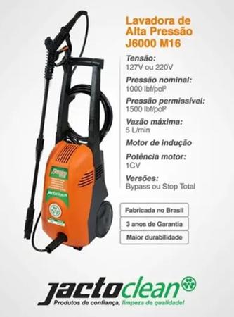 Imagem de Lavadora Jacto Clean J6000 M16 Alta Pressão 1500lbs 127v