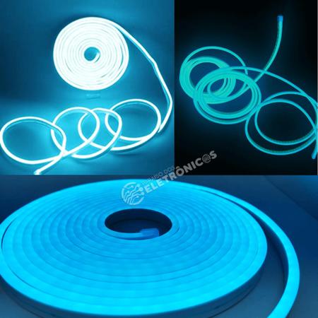Imagem de LED Neon azul Claro Luz Super Brilhosa Ideal P/ Festas, Vitrine, Letreiro à Prova d'água 5M FITANEON