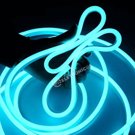 Imagem de LED Neon azul Claro Luz Super Brilhosa Ideal P/ Festas, Vitrine, Letreiro à Prova d'água 5M FITANEON