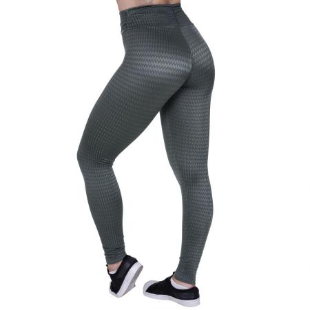 Imagem de Legging Fitness Feminina Franzido Cós Cirre Texturado Brilho e Fosco Orbis Verde