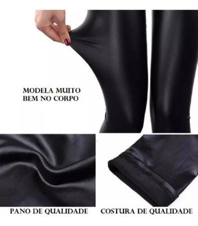 Imagem de Legging Leg Cirre Fitness Liso Tipo Couro Cintura Alta Feminino Conforto Brilho