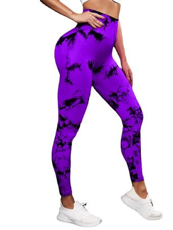 Imagem de Leggings de Yoga Sem Costura com Cintura Alta Tie Dye - Fitness e Treino