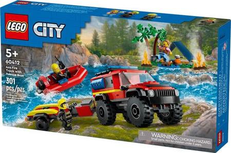 Imagem de LEGO 60412 City Caminhão Bombeiros 4x4 com Barco de Resgate