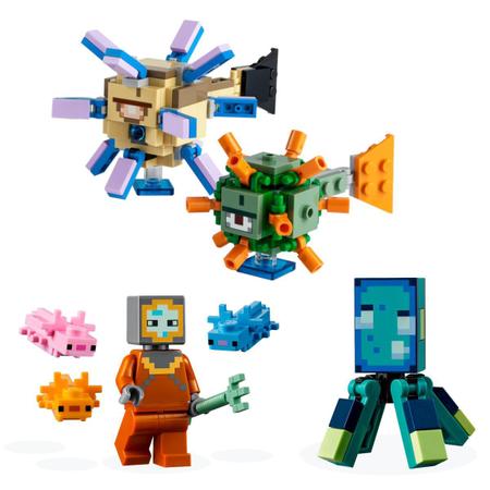 Lego Brinquedo De Montar Minecraft Mar Peixes Blocos A Batalha