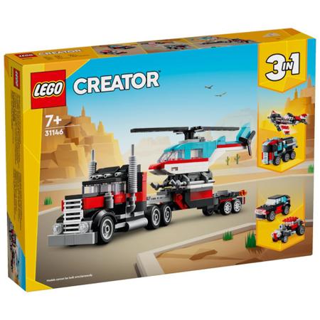 Imagem de LEGO Creator 3 em 1 - Caminhão de Plataforma com Helicóptero - 270 Peças - 31146