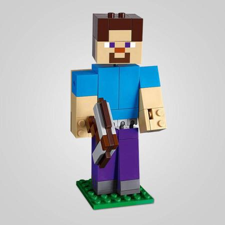 Brinquedo Lego Minecraft Bigfig Steve com Papagaio 21148