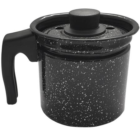 Imagem de Leiteira Esmaltada Com Tampa Cabo Baquelite Fervedor 1,3l Preto