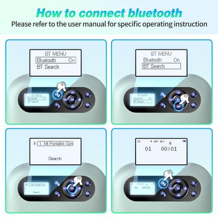 Imagem de Leitor de CD Desobry Bluetooth portátil com alto-falantes 2000mAh