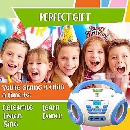 Imagem de Leitor de CD Kids Boombox: rádio FM, baterias - azul