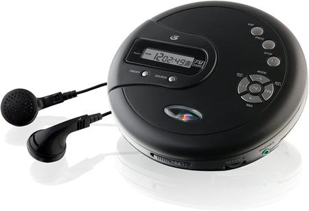 Imagem de Leitor de CD portátil com rádio FM e fones de ouvido estéreo - Preto com proteção contra saltos