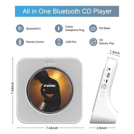 Imagem de Leitor de CD RealInkus Desktop Vertical com alto-falantes Bluetooth