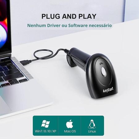 Imagem de Leitor de Código de Barras com Fio 1D, 2D, Qr Code Portátil USB Inclui Suporte