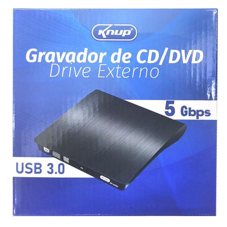 Imagem de Leitor E Gravador Cd Dvd Externo Slim Preto Usb 3.0 Para Note e Pc DVD