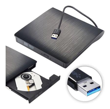 Leitor e Gravador de CD e DVD Externo para Notebook Pc 5Gbps Usb