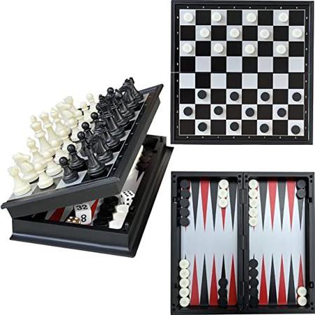 Leksak Jogos 10'' Xadrez Magnético Damas Gamão Conjunto 3 em 1 - Jogos de  Tabuleiro de Viagem Portable Case Folding Board - Conjunto de Xadrez  Iniciante para Crianças e Adultos - 30