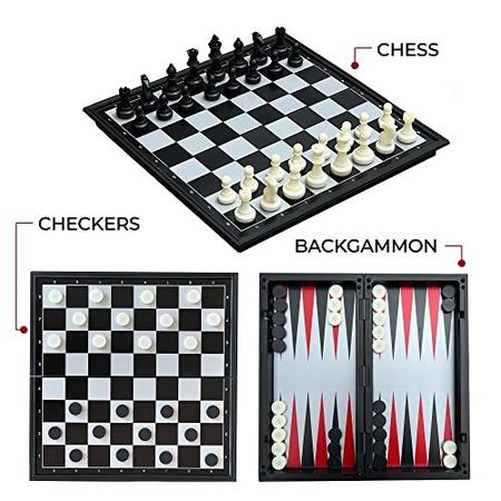 Leksak Jogos 10'' Xadrez Magnético Damas Gamão Conjunto 3 em 1 - Jogos de  Tabuleiro de Viagem Portable Case Folding Board - Conjunto de Xadrez  Iniciante para Crianças e Adultos - 30