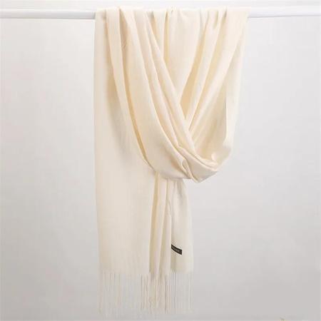 Imagem de Lenço de Inverno Feminino - Pashmina de Caxemira com Borla - Cor Sólida