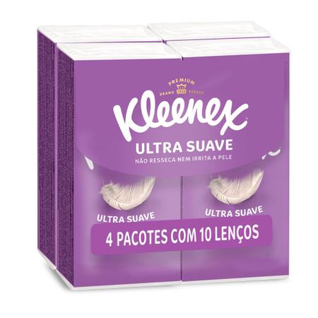 Imagem de Lenço de Papel Kleenex Ultra Suave Bolso 4 Pacotes com 10 Unidades Cada