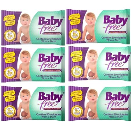 Imagem de Lenço (toalha) Umedecida Baby Free com 300 unidades (6 pacotes)
