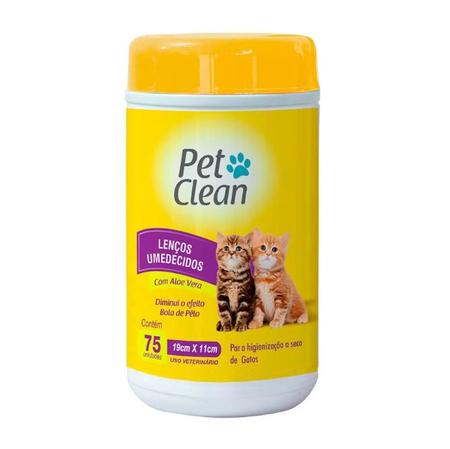 Imagem de Lenço Umedecido 75 Unid Pet Clean Cachorro Gato Cães Pet