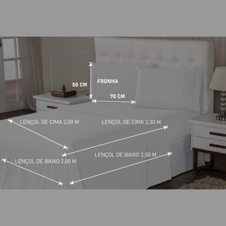 Imagem de Lençol 4 Peças Casal 400 Fios Toque Suave Ponto Palito Casa Dona