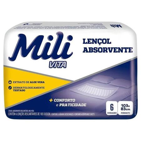 Imagem de Lençol Absorvente Descartável Mili Vita Com 6 Unidades