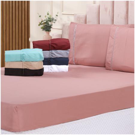 Lençol Cama de Casal Padrão Micropercal 138X188X30 400 fios - Serena Decor Imagem de Lençol Cama de Casal Padrão Micropercal 138X188X30 400 fios