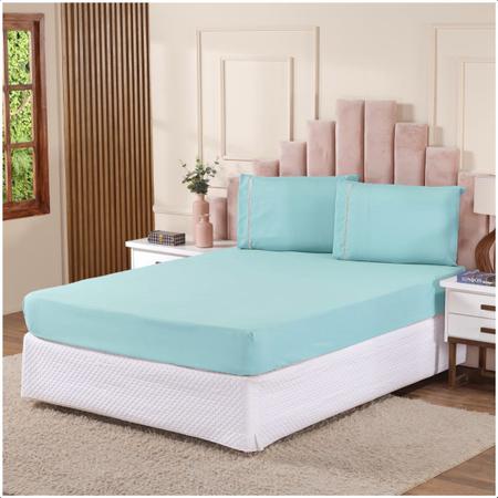 Lençol Cama de Casal Padrão Micropercal 138X188X30 400 fios - Serena Decor Imagem de Lençol Cama de Casal Padrão Micropercal 138X188X30 400 fios
