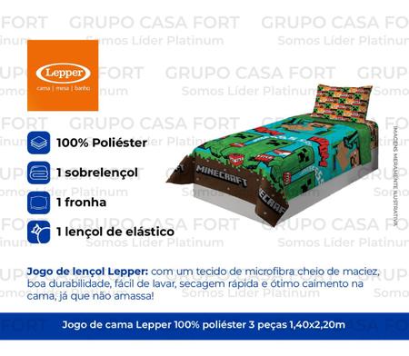 Jogo de Cama Microfibra Minecraft Com 2 peças - Lepper