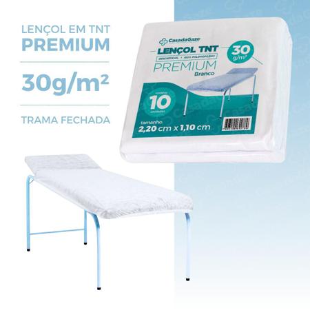 Imagem de Lençol Descartável Elástico 2,20x1,10 Maca Hospitalar 30g - 10 Unidades