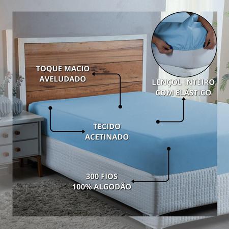 Lençol King Size 100% Algodão Percal 300 Fios com Elástico Forro de Cama - MF ENXOVAIS Imagem de Lençol King Size 100% Algodão Percal 300 Fios com Elástico Forro de Cama