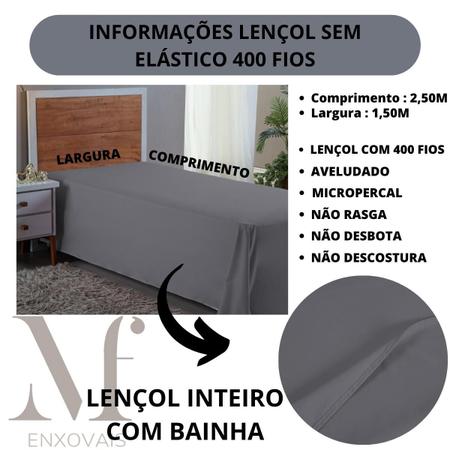 Imagem de Lençol Solteiro 400 Fios Sem Elástico Micro Percal LINHA PREMIUM Cama Box