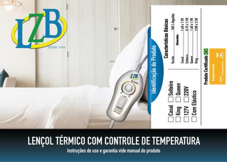 Imagem de Lençol Térmico Casal Com 2 Controles 10 Temperaturas