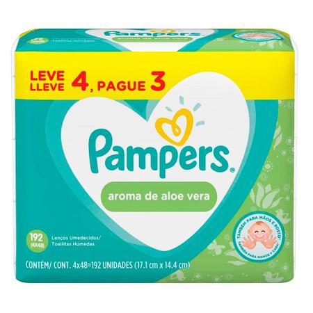 Imagem de Lenços Umedecidos Pampers Aroma De Aloe Vera - 192 Unidades