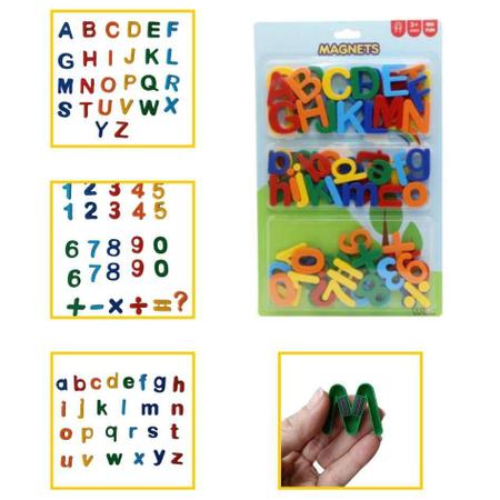 Imagem de Letras e Números Magnéticos - Alfabeto Infantil Imã - Cores Sortidas - 3cm x 2cm