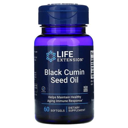 Imagem de Life Extension Black Cumin Seed Oil Óleo da Semente de Cominho Preto  60 Cápsulas Softgel