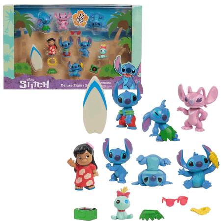Imagem de Lilo e Stitch Pack Set Deluxe com 8 Bonecos e Acessórios