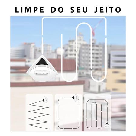 Imagem de Limpa Vidro Limpador Magnetico Vidraça Janela Aquario Espelho Porcelana Rodinho Dupla Face Dois Lados Antiqueda Multiuso Casa Limpeza