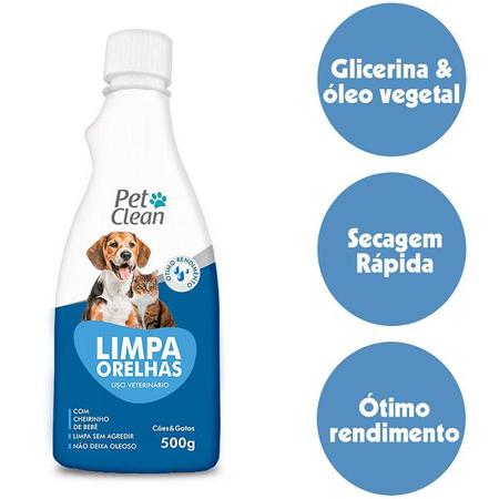 Imagem de Limpador de Orelha Limpa Ouvido Cachorro Gato PET Clean 500G