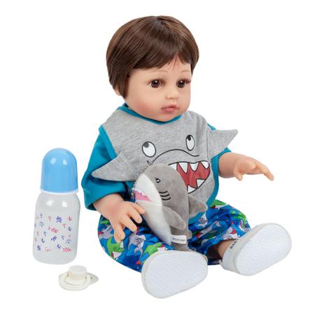 boneca bebe reborn menino corpo de silicone roupa azul com babador -  dominio imports - Boneca Reborn - Magazine Luiza