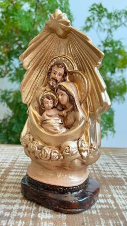Imagem de Lindo Presépio Sagrada Família 21 x 14 cm em Gesso - Decoração de Natal