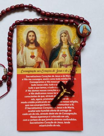 Imagem de Lindo Terço para Pescoço do Sagrado Coração de Jesus em Madeira 39 cm
