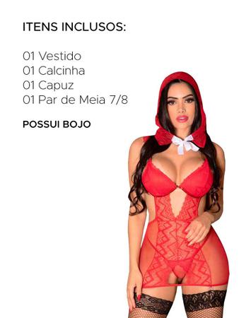 Imagem de Lingerie Chapeuzinho Vermelho Vestido Sex Completa Bojo