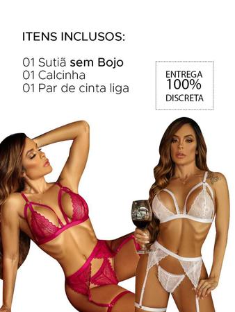 Imagem de Lingerie Sex Conjunto Renda Strapps Cinta Liga Completa